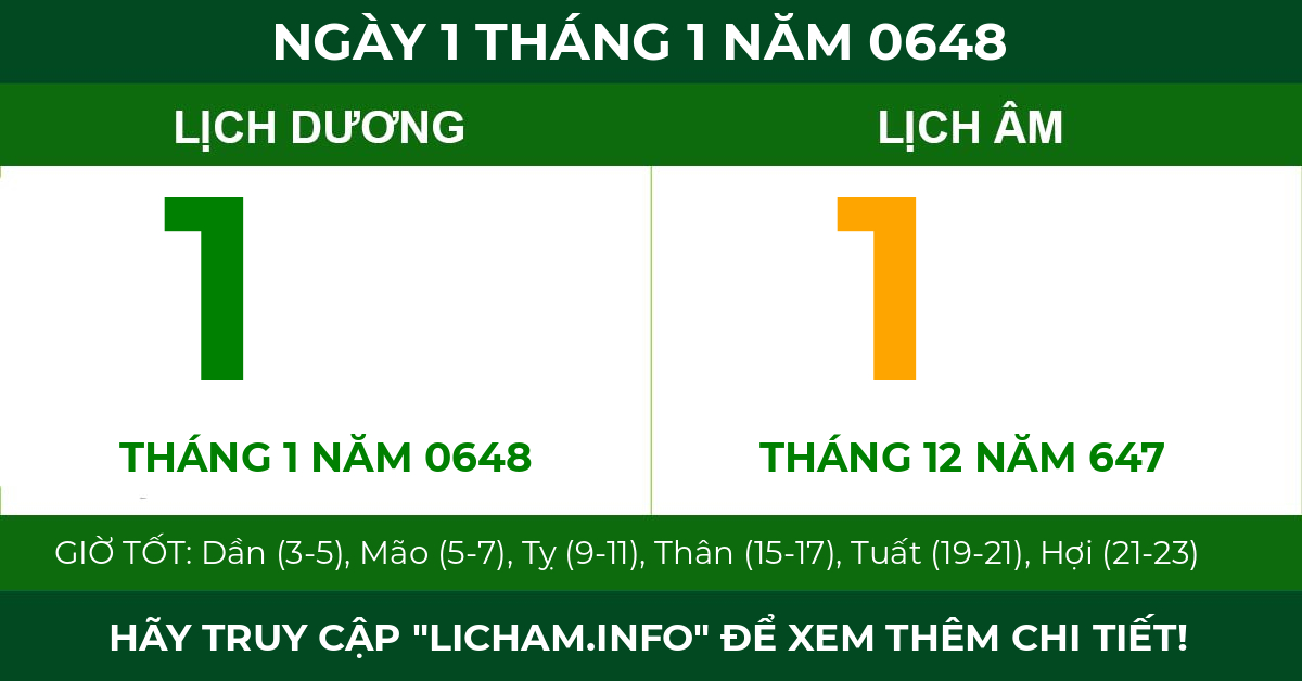 lịch âm ngày 1 tháng 1 năm 0648