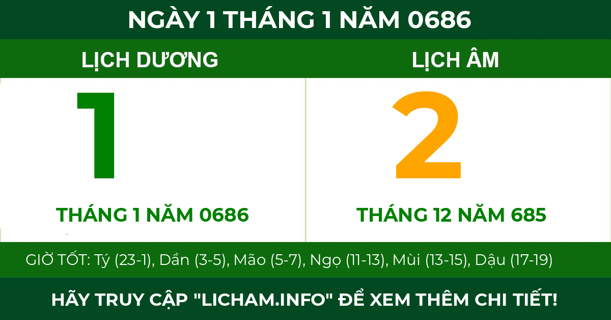 lịch âm ngày 1 tháng 1 năm 0686