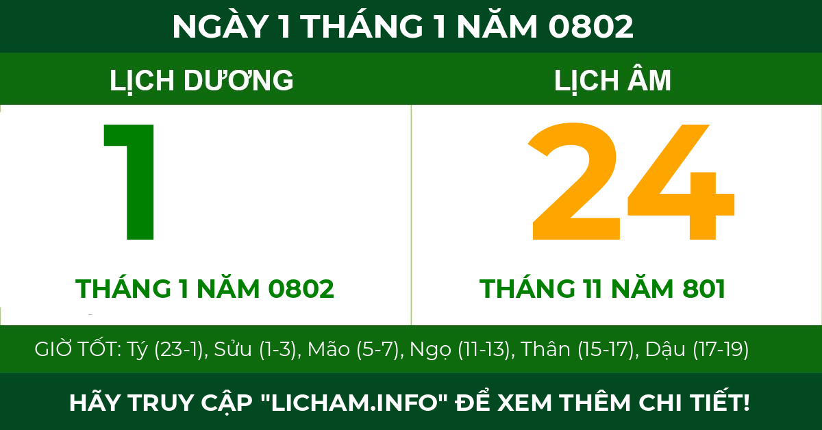 lịch âm ngày 1 tháng 1 năm 0802