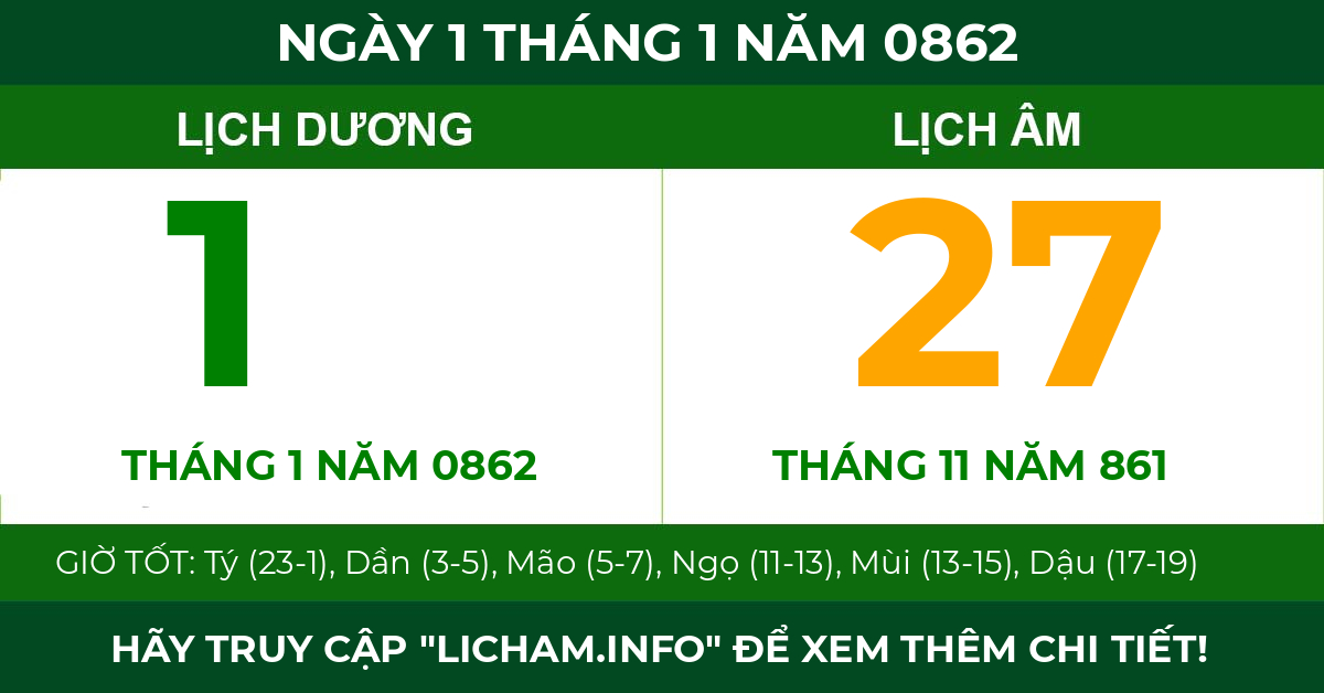 lịch âm ngày 1 tháng 1 năm 0862
