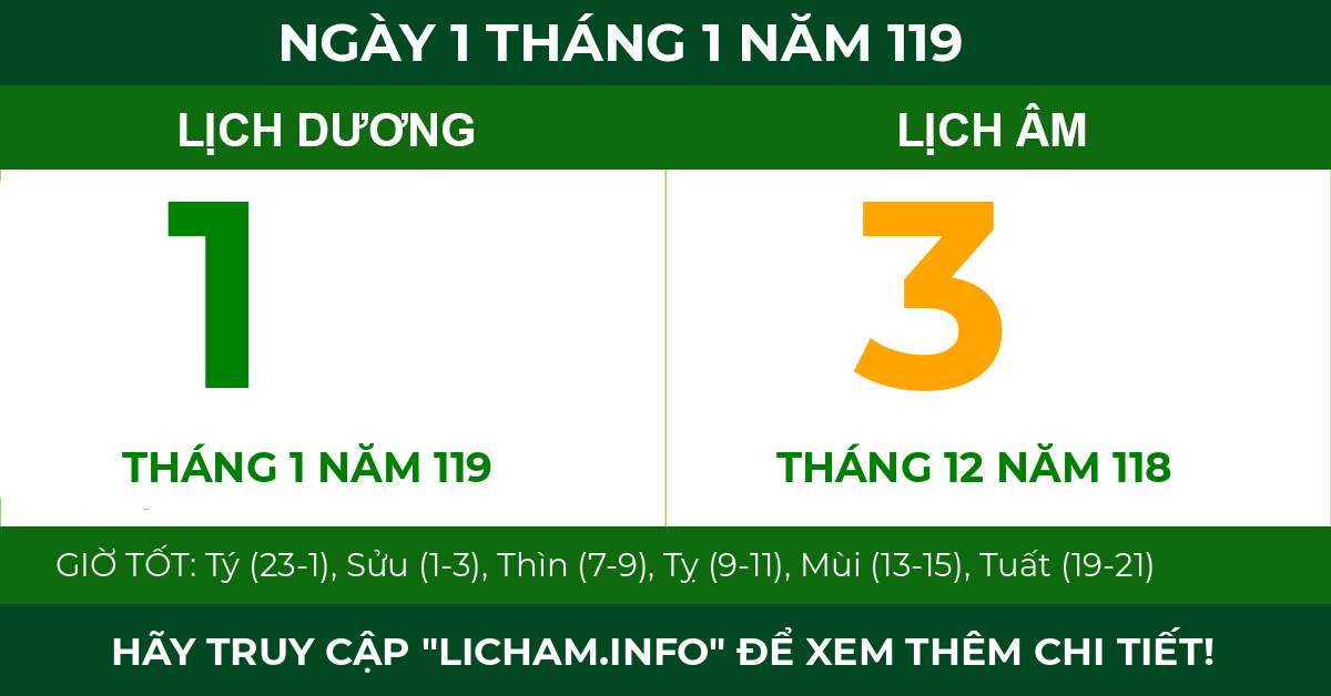 lịch âm ngày 1 tháng 1 năm 119