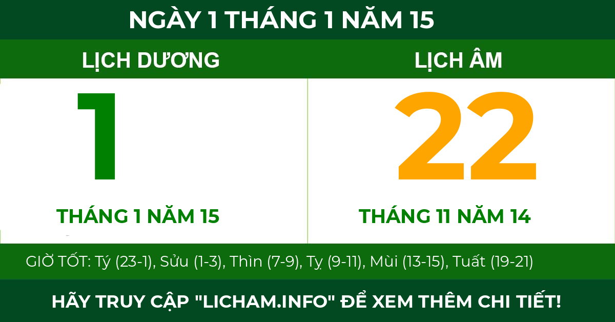 lịch âm ngày 1 tháng 1 năm 15