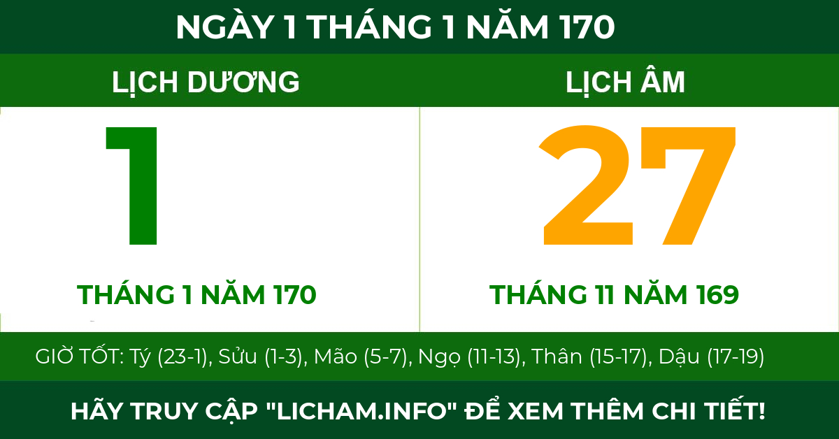 lịch âm ngày 1 tháng 1 năm 170