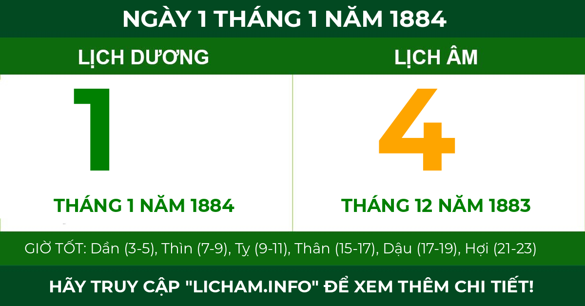 lịch âm ngày 1 tháng 1 năm 1884