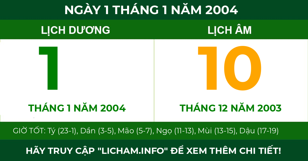 lịch âm ngày 1 tháng 1 năm 2004