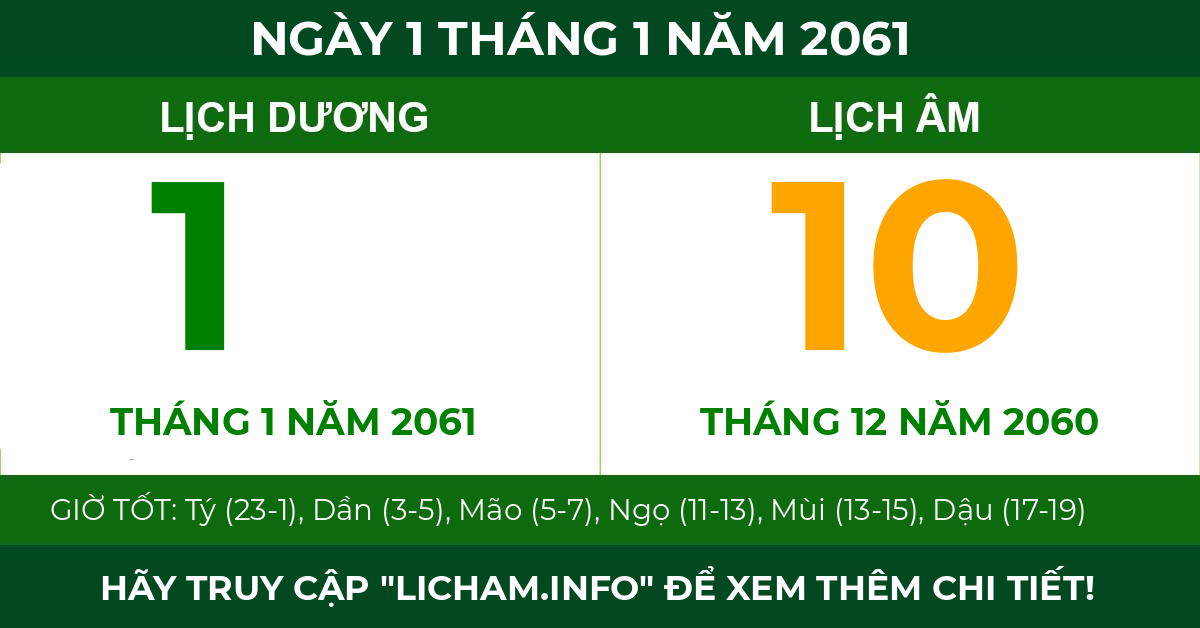 lịch âm ngày 1 tháng 1 năm 2061