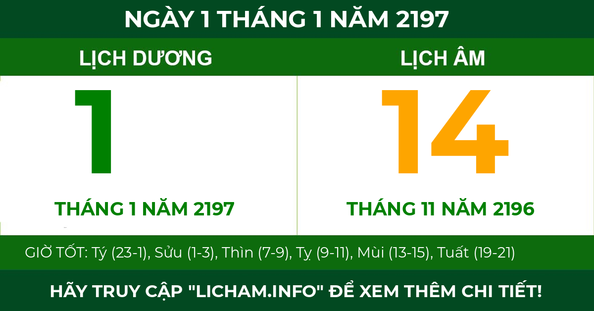 lịch âm ngày 1 tháng 1 năm 2197