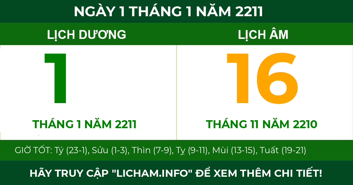 lịch âm ngày 1 tháng 1 năm 2211