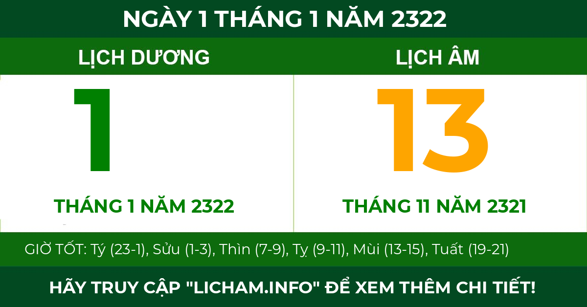 lịch âm ngày 1 tháng 1 năm 2322