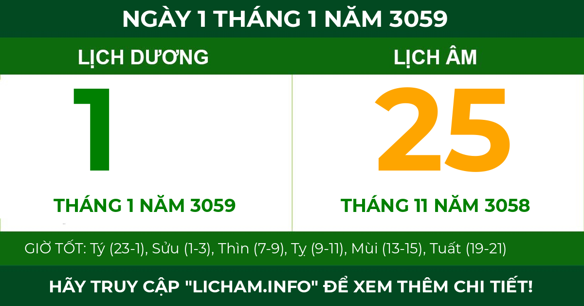 lịch âm ngày 1 tháng 1 năm 3059