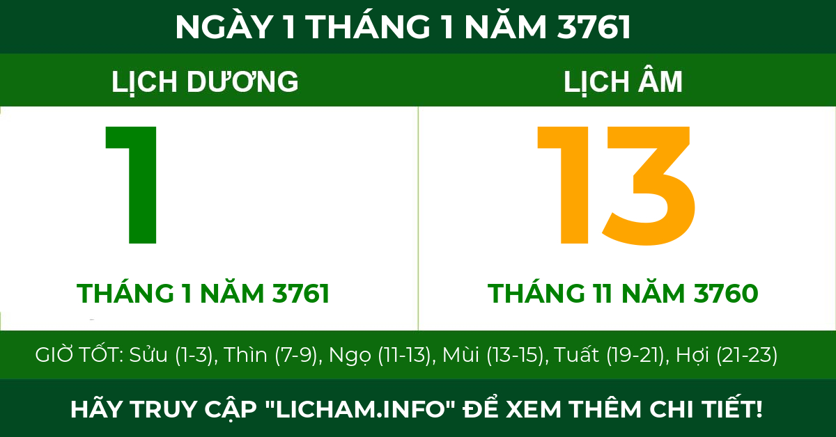 lịch âm ngày 1 tháng 1 năm 3761