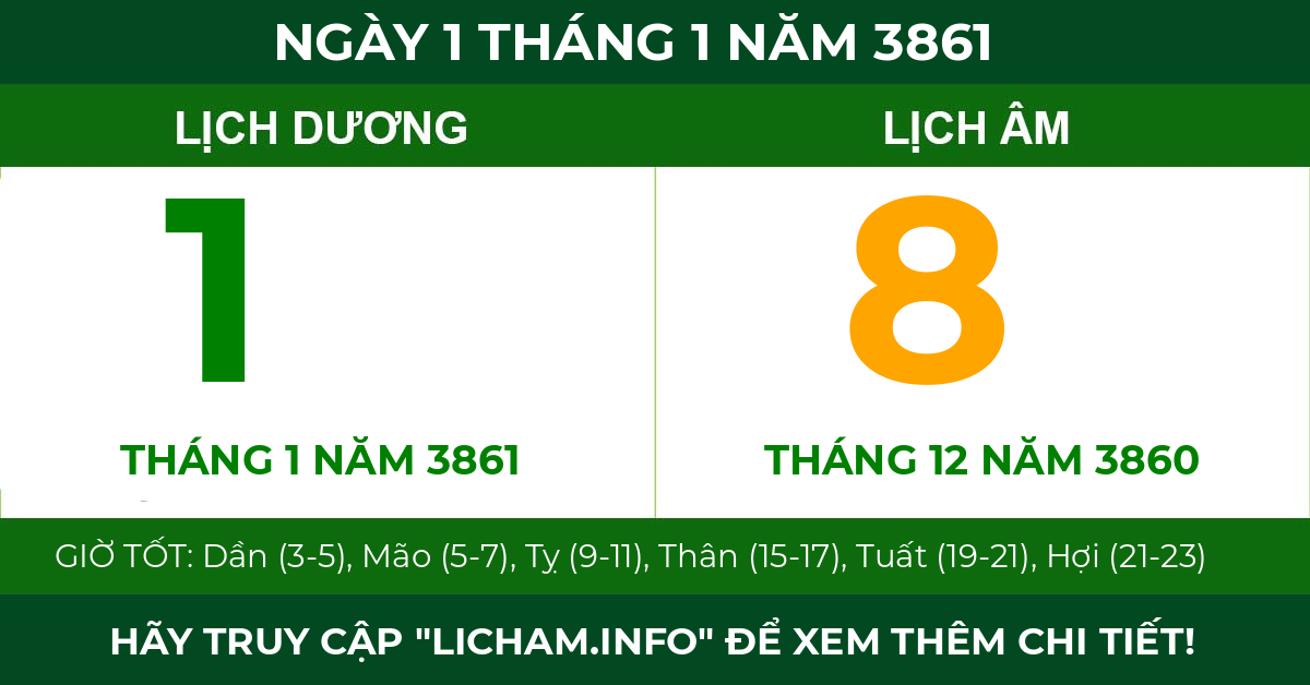 lịch âm ngày 1 tháng 1 năm 3861