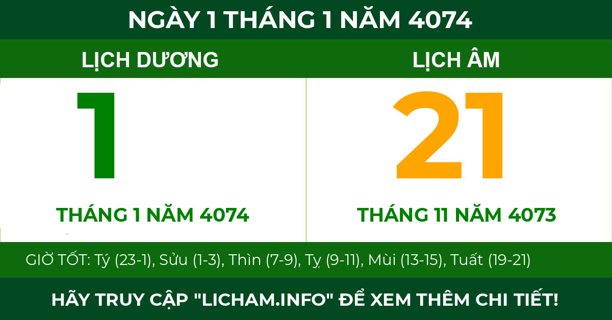 lịch âm ngày 1 tháng 1 năm 4074