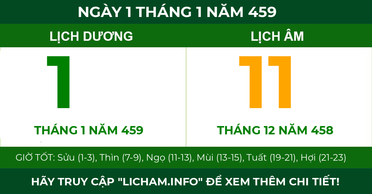 lịch âm ngày 1 tháng 1 năm 459