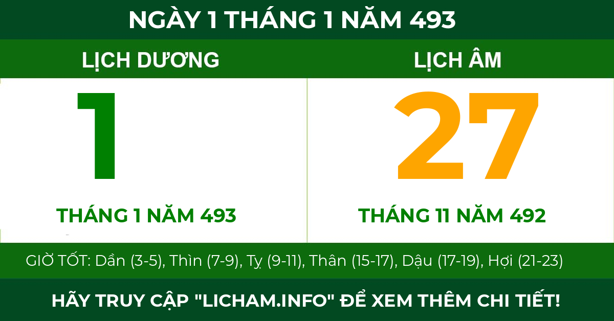 lịch âm ngày 1 tháng 1 năm 493