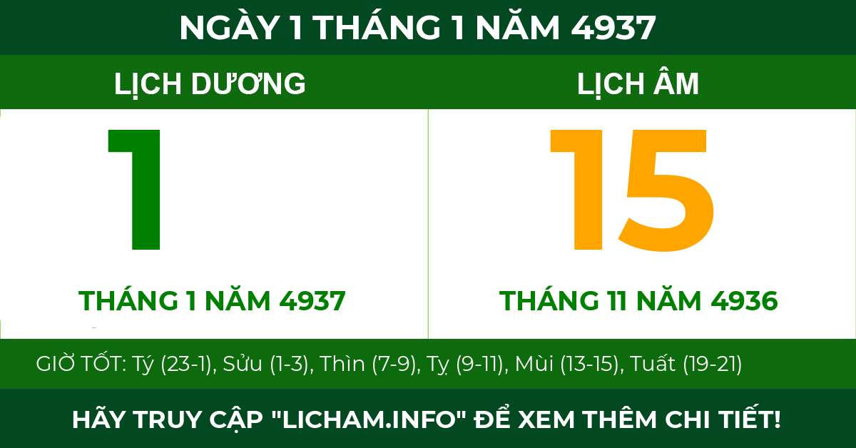 lịch âm ngày 1 tháng 1 năm 4937