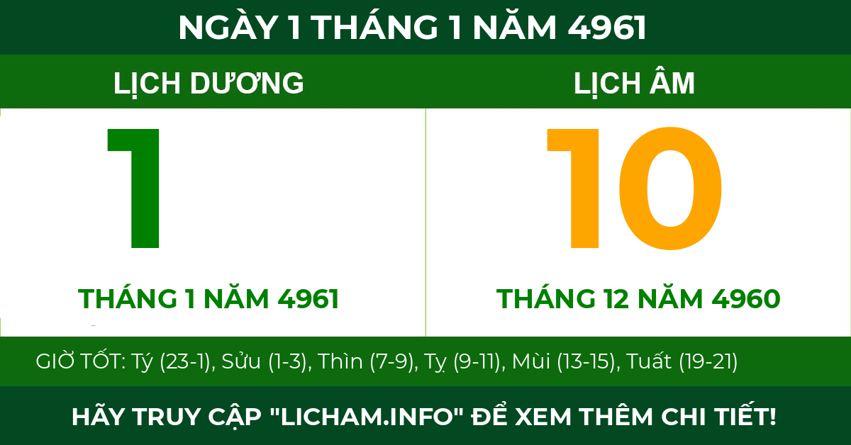 lịch âm ngày 1 tháng 1 năm 4961