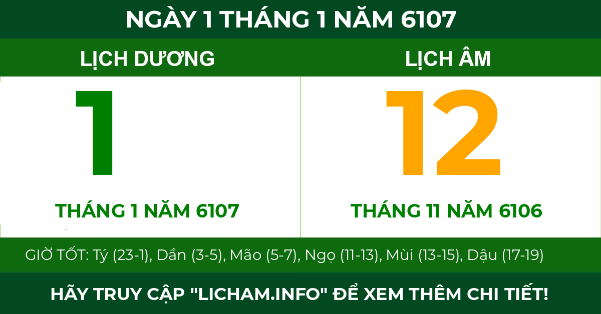 lịch âm ngày 1 tháng 1 năm 6107
