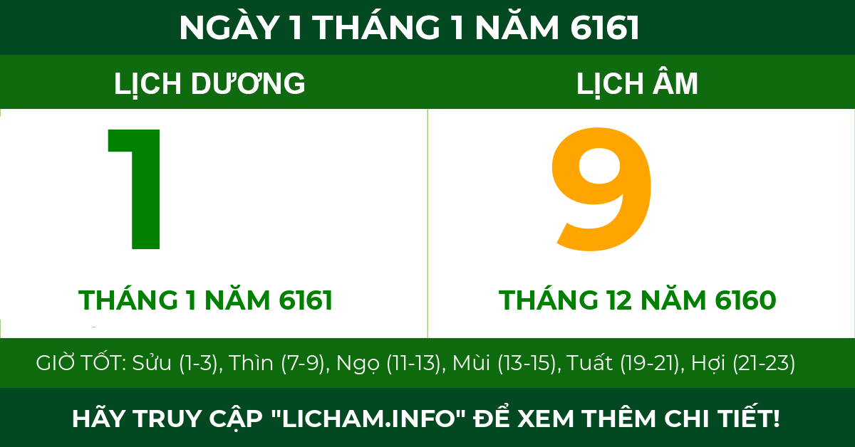 lịch âm ngày 1 tháng 1 năm 6161