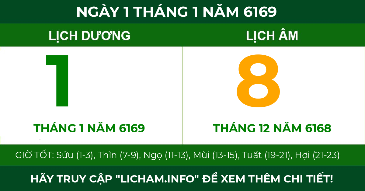 lịch âm ngày 1 tháng 1 năm 6169