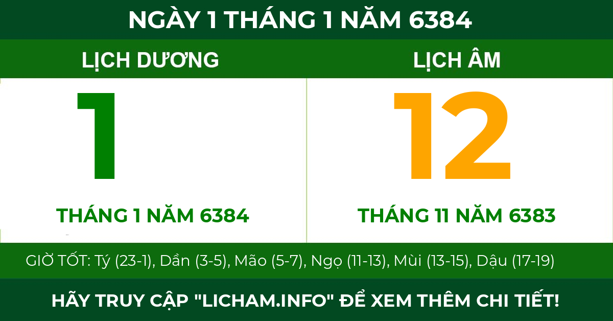 lịch âm ngày 1 tháng 1 năm 6384