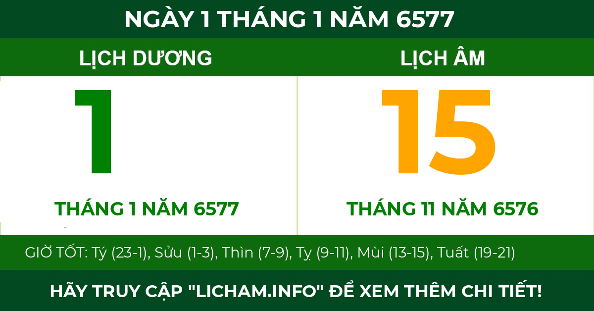 lịch âm ngày 1 tháng 1 năm 6577