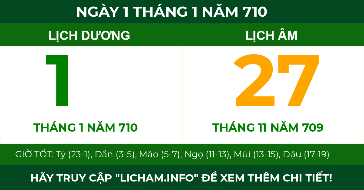 lịch âm ngày 1 tháng 1 năm 710