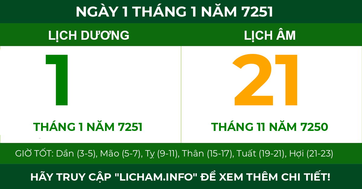 lịch âm ngày 1 tháng 1 năm 7251