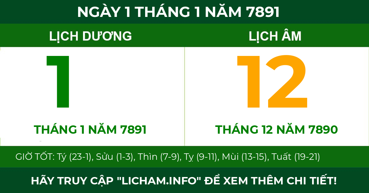 lịch âm ngày 1 tháng 1 năm 7891