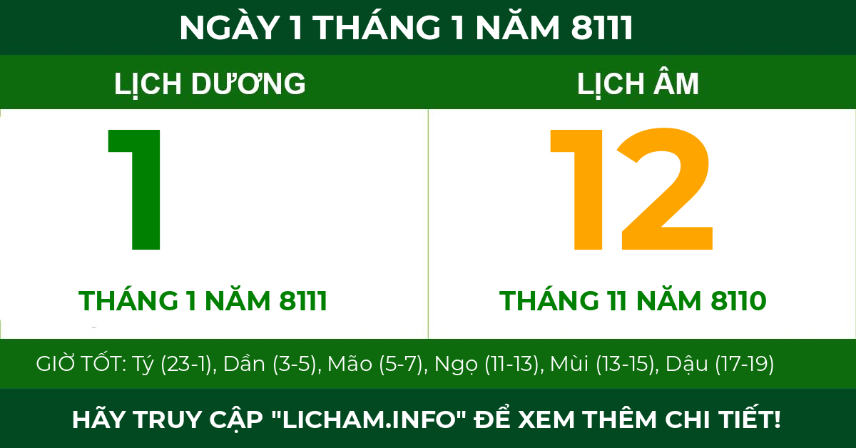 lịch âm ngày 1 tháng 1 năm 8111