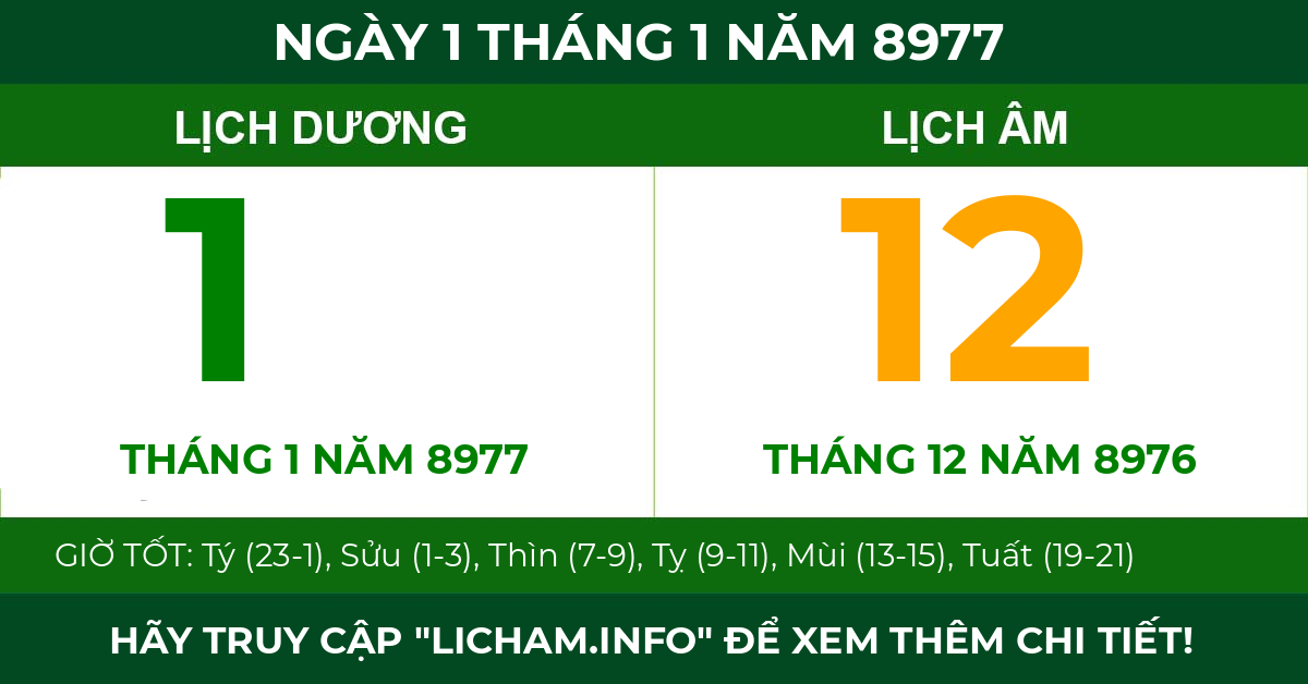 lịch âm ngày 1 tháng 1 năm 8977