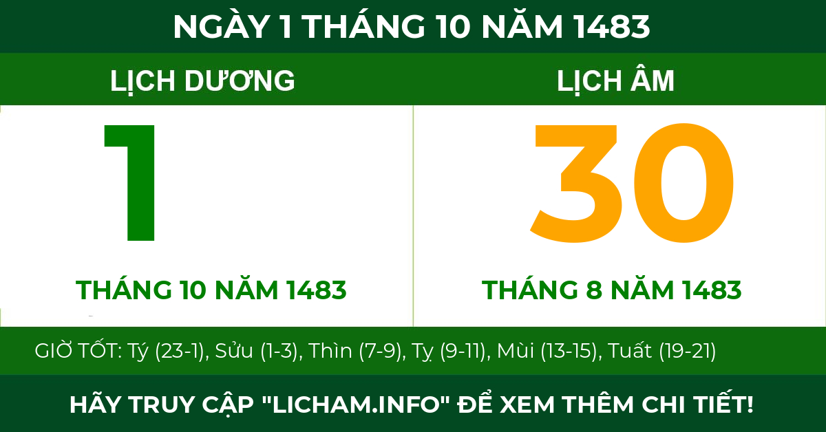 lịch âm ngày 1 tháng 10 năm 1483
