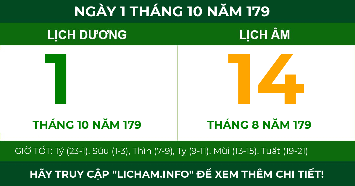lịch âm ngày 1 tháng 10 năm 179