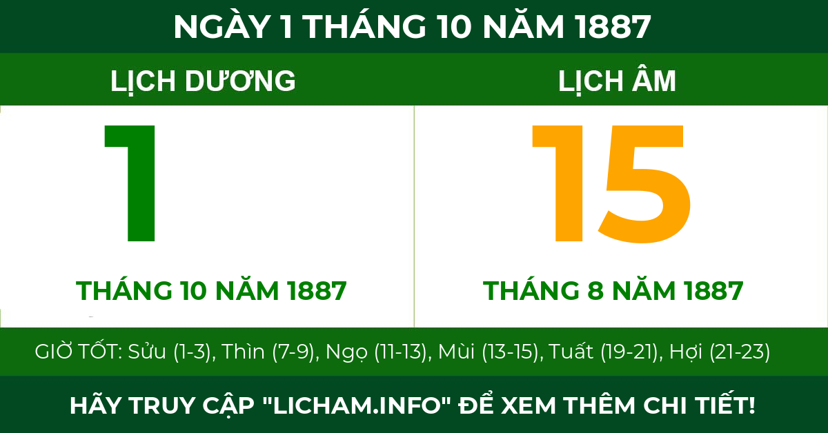 lịch âm ngày 1 tháng 10 năm 1887