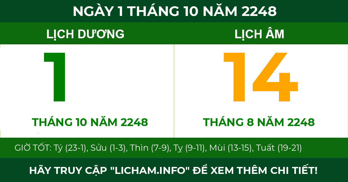 lịch âm ngày 1 tháng 10 năm 2248