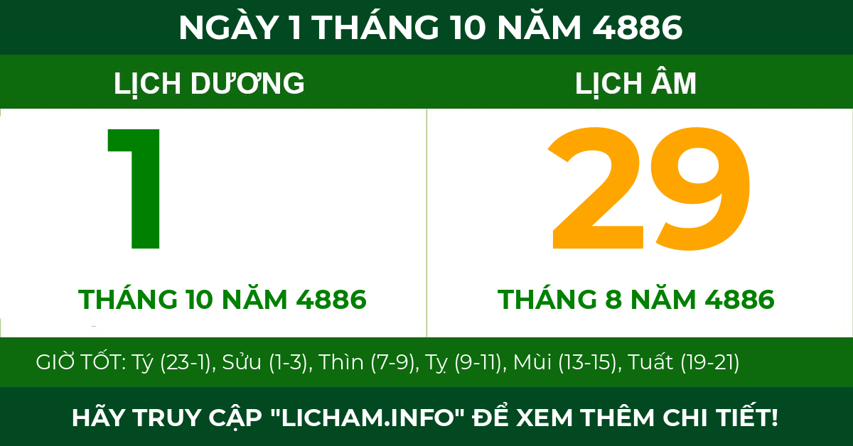 lịch âm ngày 1 tháng 10 năm 4886