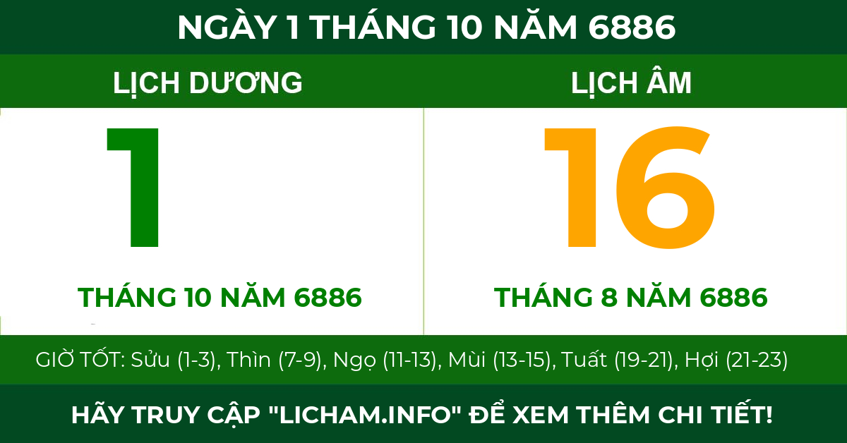 lịch âm ngày 1 tháng 10 năm 6886