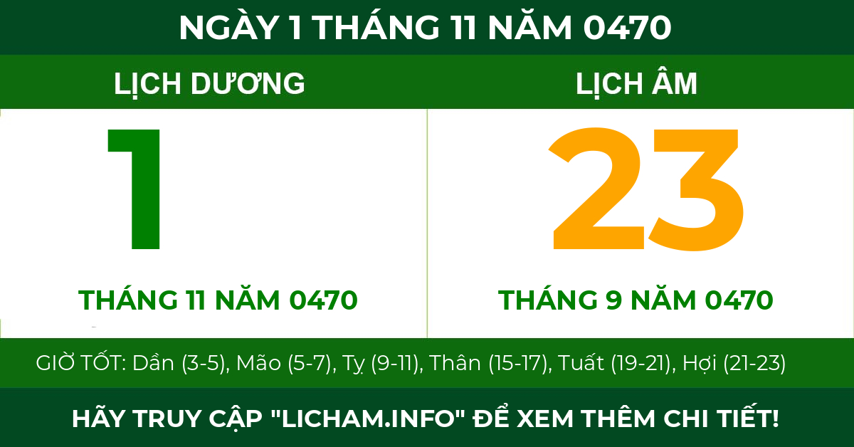 lịch âm ngày 1 tháng 11 năm 0470