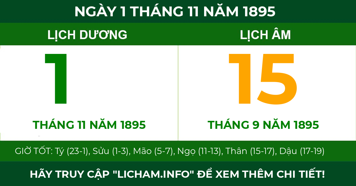 lịch âm ngày 1 tháng 11 năm 1895