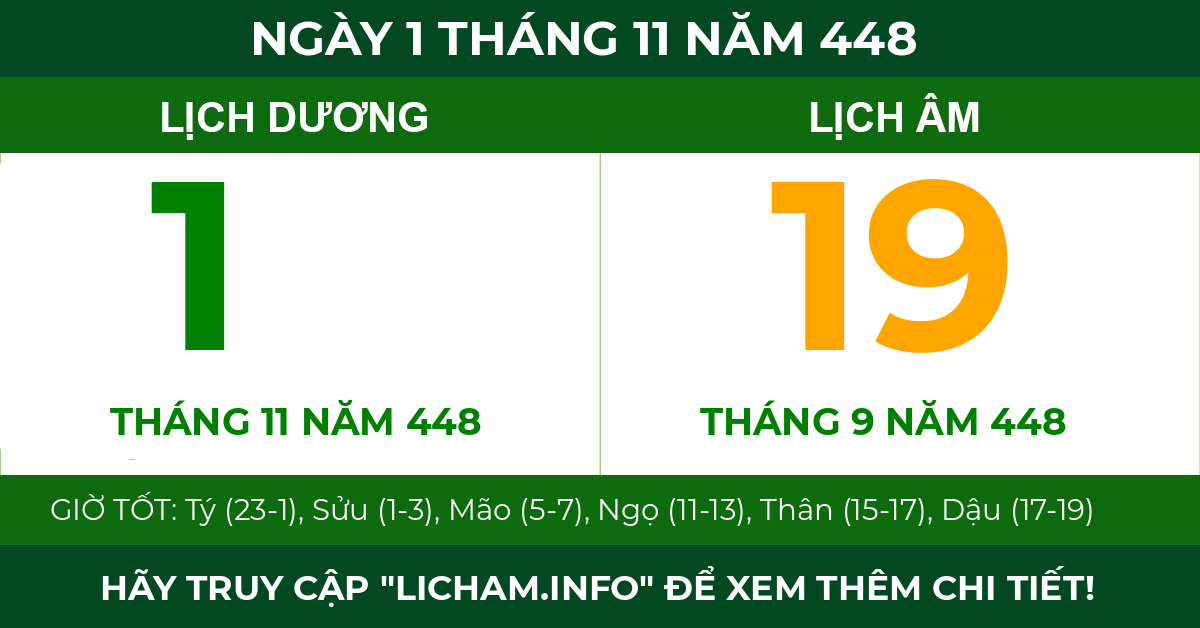 lịch âm ngày 1 tháng 11 năm 448