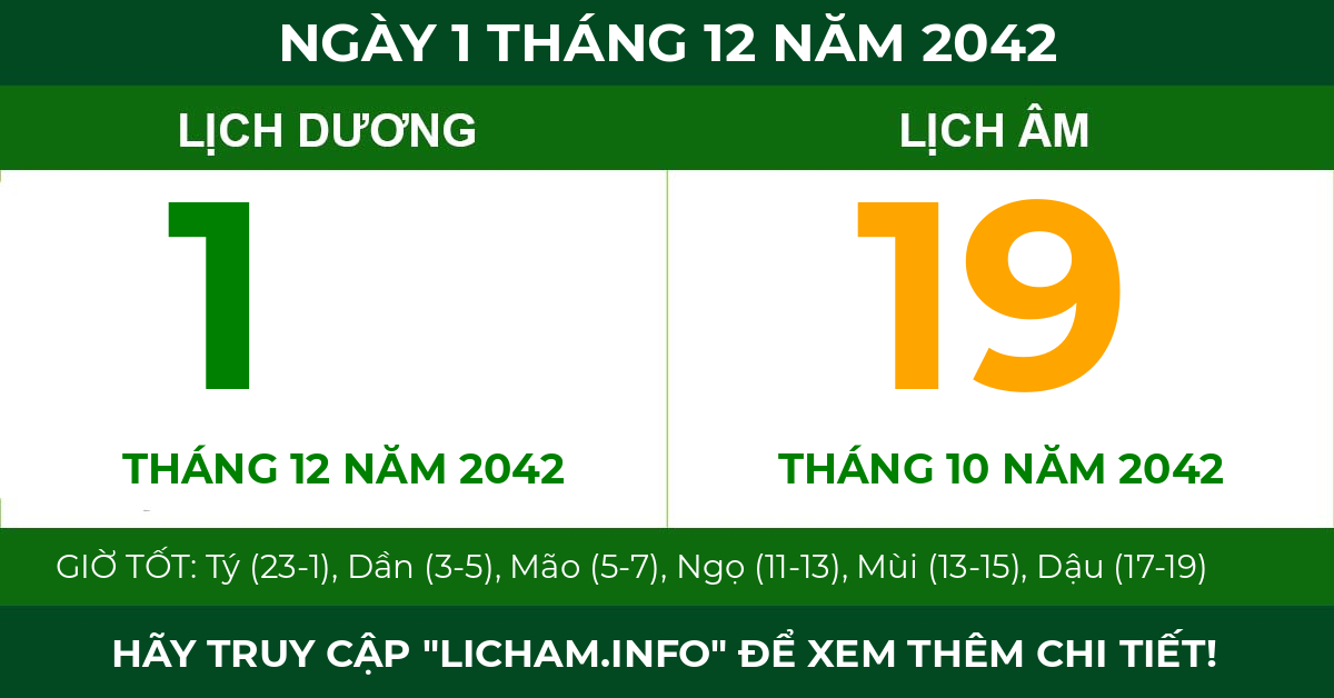 lịch âm ngày 1 tháng 12 năm 2042