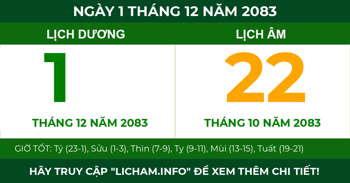 lịch âm ngày 1 tháng 12 năm 2083