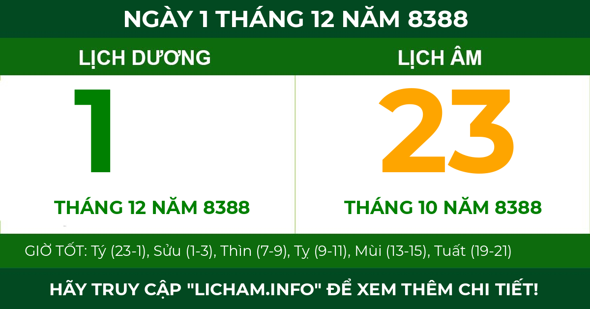 lịch âm ngày 1 tháng 12 năm 8388
