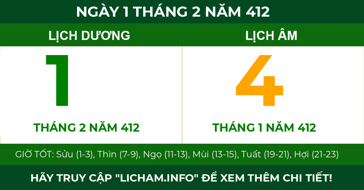 lịch âm ngày 1 tháng 2 năm 412