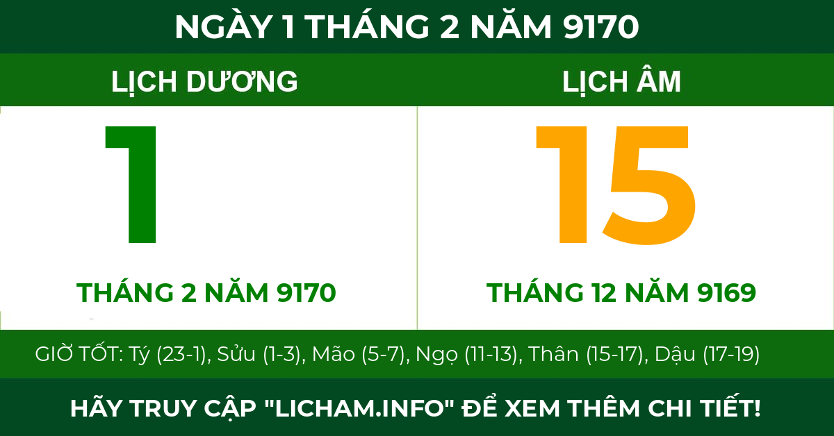 lịch âm ngày 1 tháng 2 năm 9170