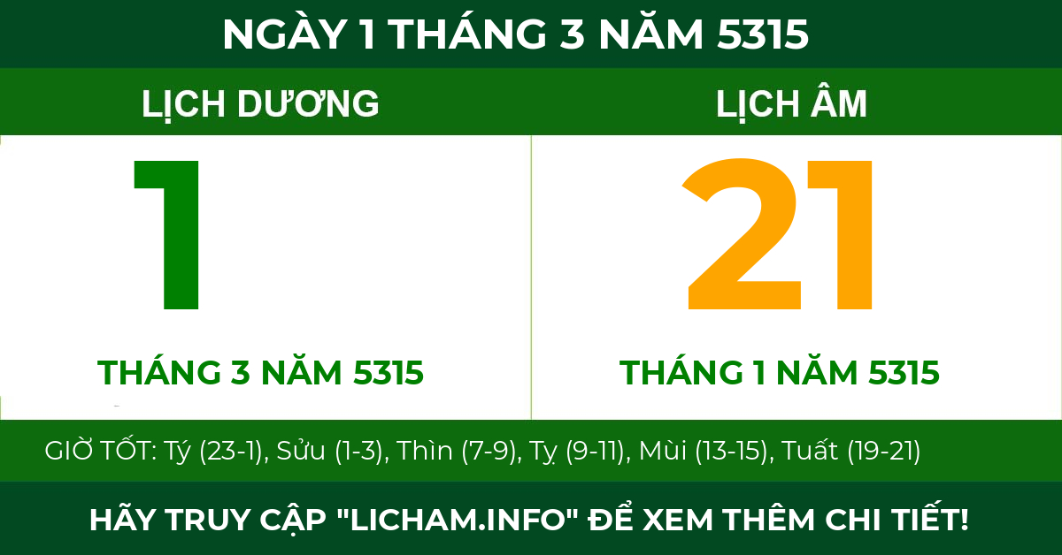 lịch âm ngày 1 tháng 3 năm 5315