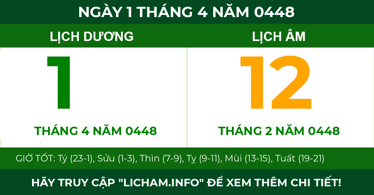 lịch âm ngày 1 tháng 4 năm 0448