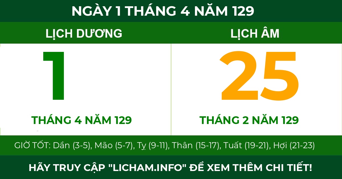 lịch âm ngày 1 tháng 4 năm 129