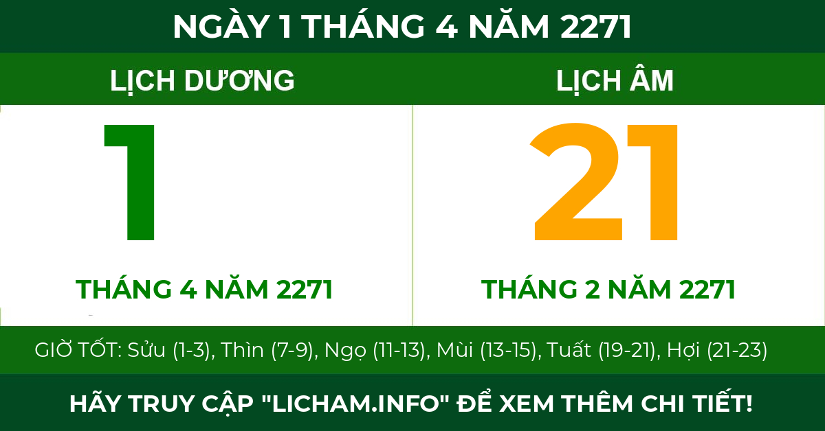 lịch âm ngày 1 tháng 4 năm 2271