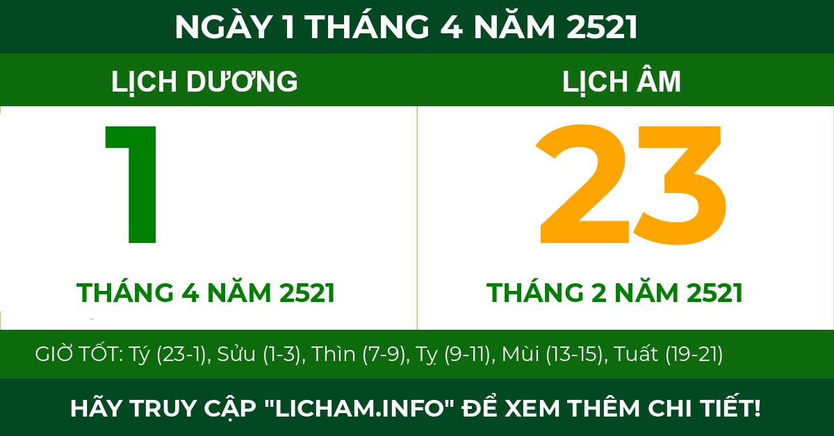 lịch âm ngày 1 tháng 4 năm 2521